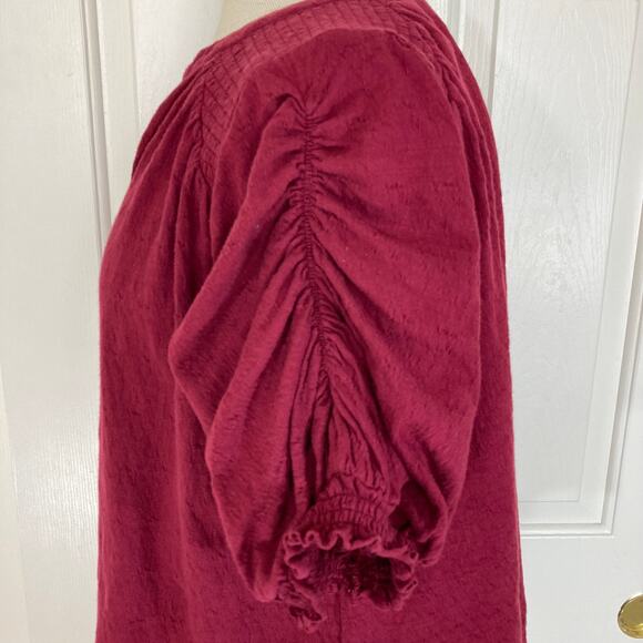 Free People ruched sleeve top, womens oversize xs short sleeve peasant blouse - Picture 3 of 12